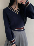 Buy SHEIN DAZY Casual Color Block V-Neck Sweater For Women in Pakistan