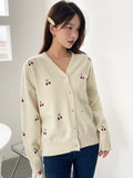 Buy SHEIN DAZY Cherry Embroidery Drop Shoulder Cardigan,Long Sleeve Tops in Pakistan