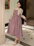 Buy SHEIN DAZY Colorblock Tie Neck Puff Sleeve Elegant Dress in Pakistan