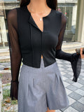 Buy SHEIN DAZY Contrast Mesh Split Hem Tee in Pakistan