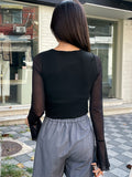 Buy SHEIN DAZY Contrast Mesh Split Hem Tee in Pakistan