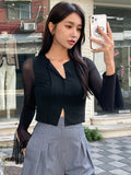 Buy SHEIN DAZY Contrast Mesh Split Hem Tee in Pakistan