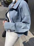 Buy SHEIN DAZY Drop Shoulder Button Front Denim Shirt in Pakistan