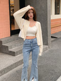 Buy SHEIN DAZY Drop Shoulder Fluffy Knit Button Front Cardigan in Pakistan