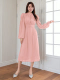 Buy SHEIN DAZY Elegant And Gentle Style Back-Tied Lantern Sleeve Dress For Spring And Summer in Pakistan