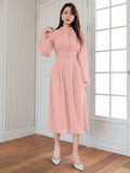 Buy SHEIN DAZY Elegant And Gentle Style Back-Tied Lantern Sleeve Dress For Spring And Summer in Pakistan