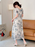 Buy SHEIN DAZY Elegant Floral Print Square Neck Puff Sleeve Dress For Spring And Summer in Pakistan