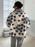 Buy SHEIN DAZY Floral Print Drop Shoulder Teddy Jacket in Pakistan