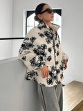 Buy SHEIN DAZY Floral Print Drop Shoulder Teddy Jacket in Pakistan