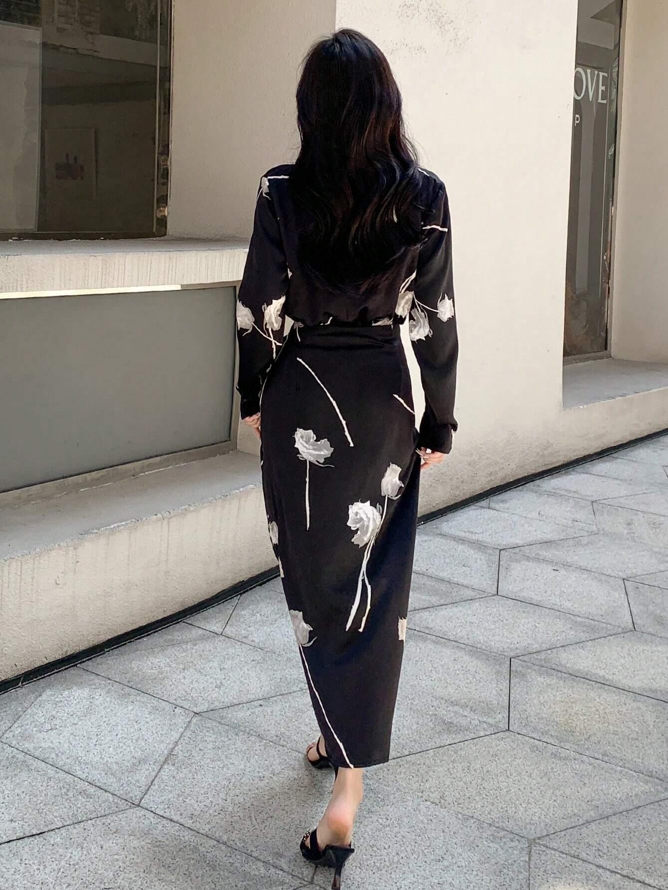 Buy SHEIN DAZY Floral Print Knot Side Wrap Dress in Pakistan