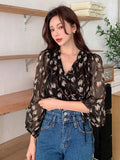 Buy SHEIN DAZY Floral Print Lantern Sleeve Wrap Detail Blouse in Pakistan