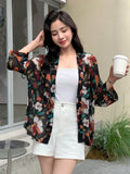 Buy SHEIN DAZY Floral Print Open Front Blouse in Pakistan
