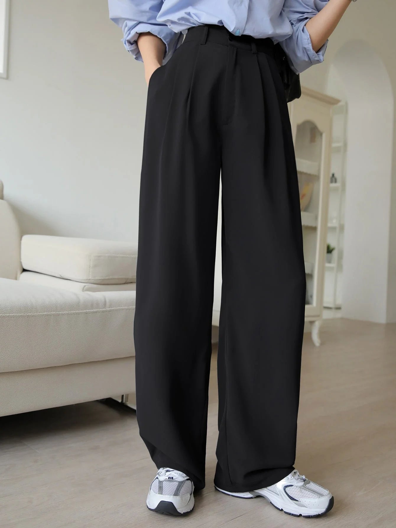 Buy SHEIN DAZY Fold Pleated Slant Pocket Pants in Pakistan