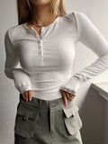 Buy SHEIN DAZY Half Button Ribbed Knit Tee in Pakistan
