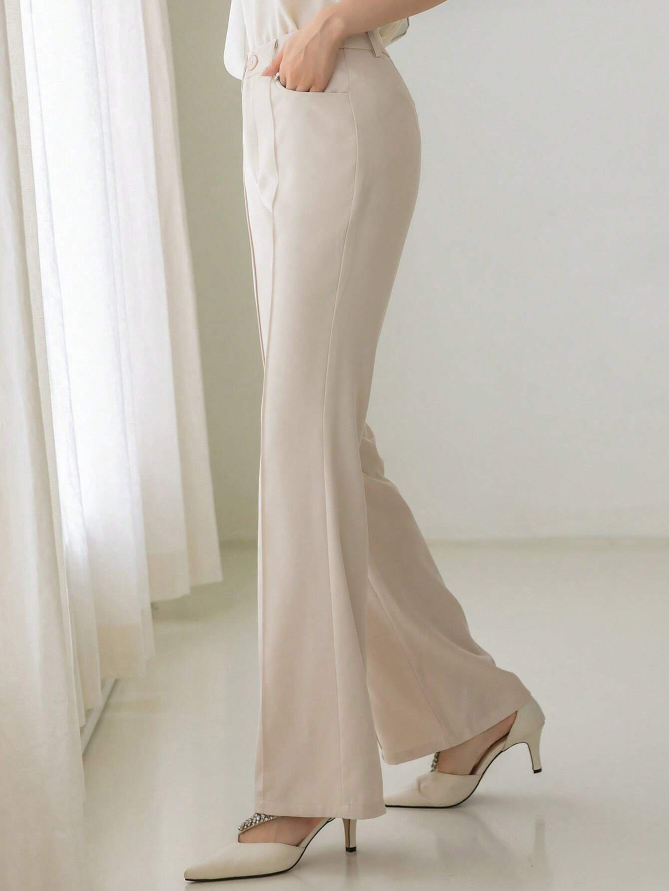 Buy SHEIN DAZY High Waist Seam Detail Flare Leg Suit Pants in Pakistan