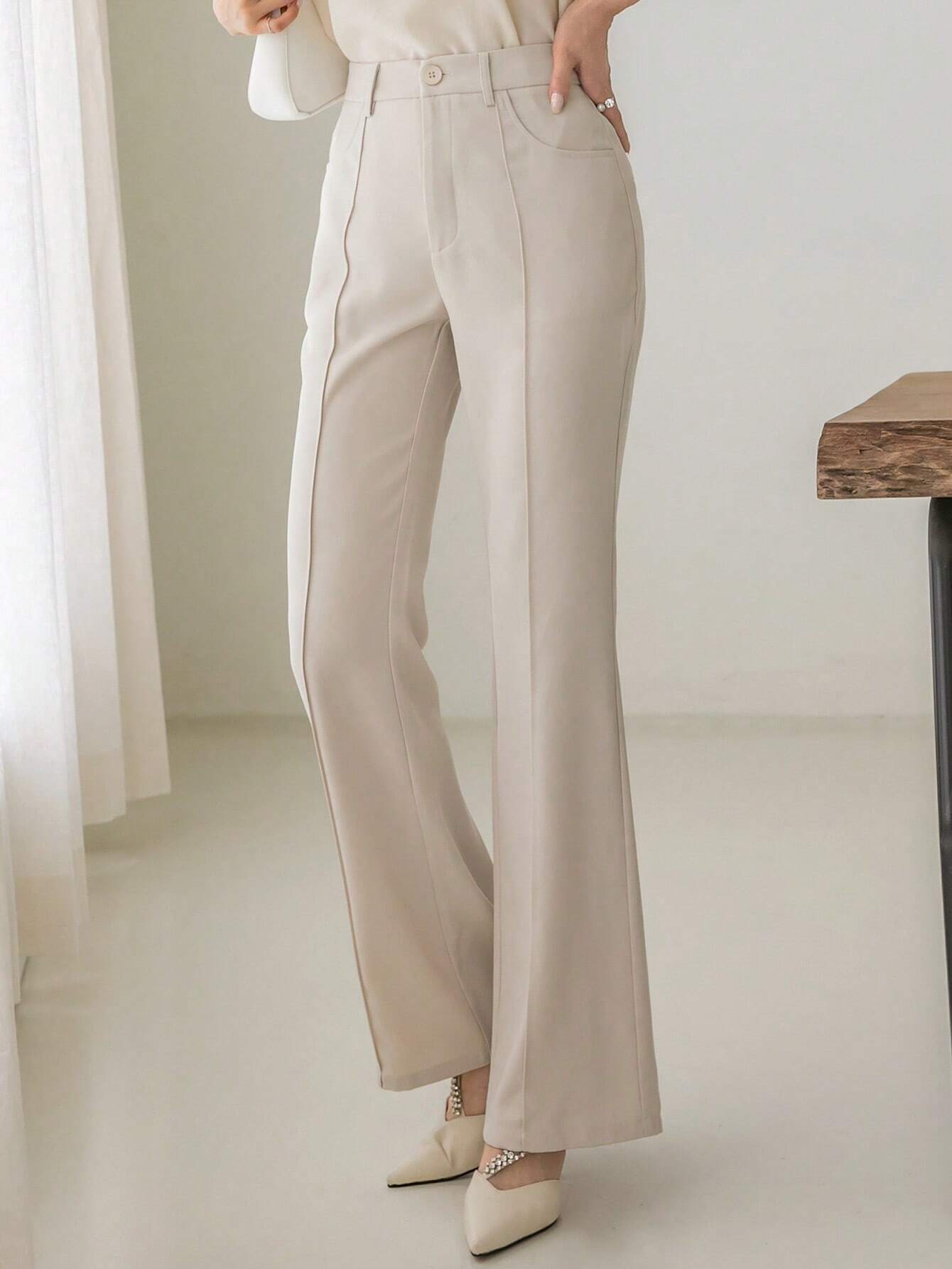 Buy SHEIN DAZY High Waist Seam Detail Flare Leg Suit Pants in Pakistan