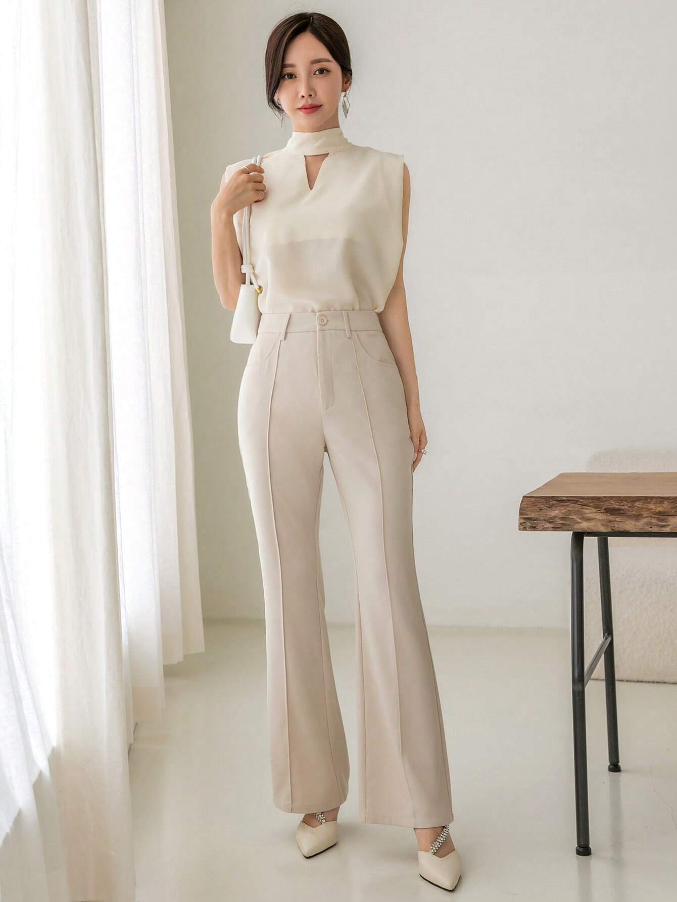 Buy SHEIN DAZY High Waist Seam Detail Flare Leg Suit Pants in Pakistan