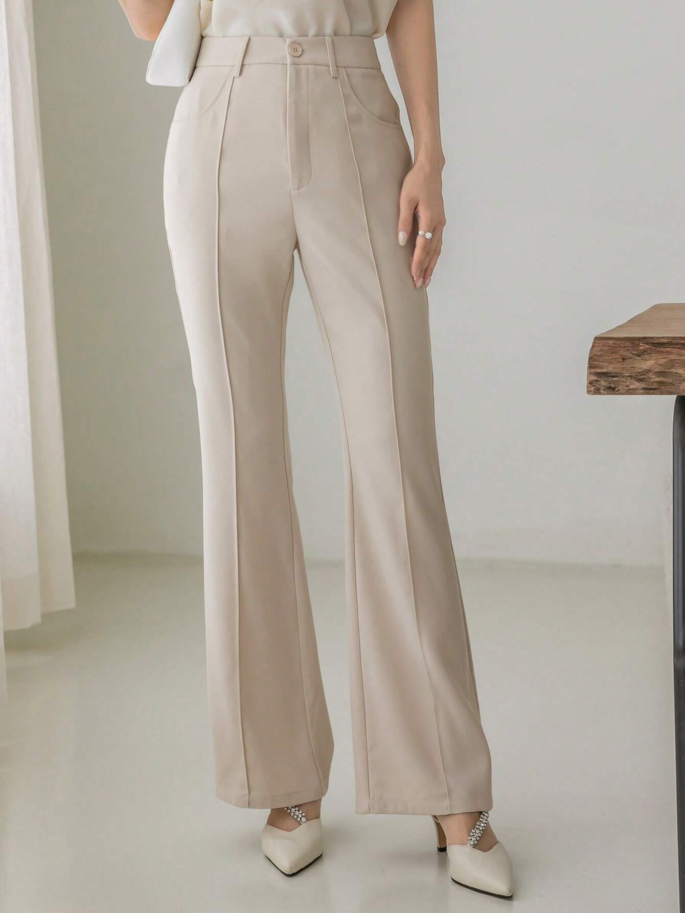 Buy SHEIN DAZY High Waist Seam Detail Flare Leg Suit Pants in Pakistan
