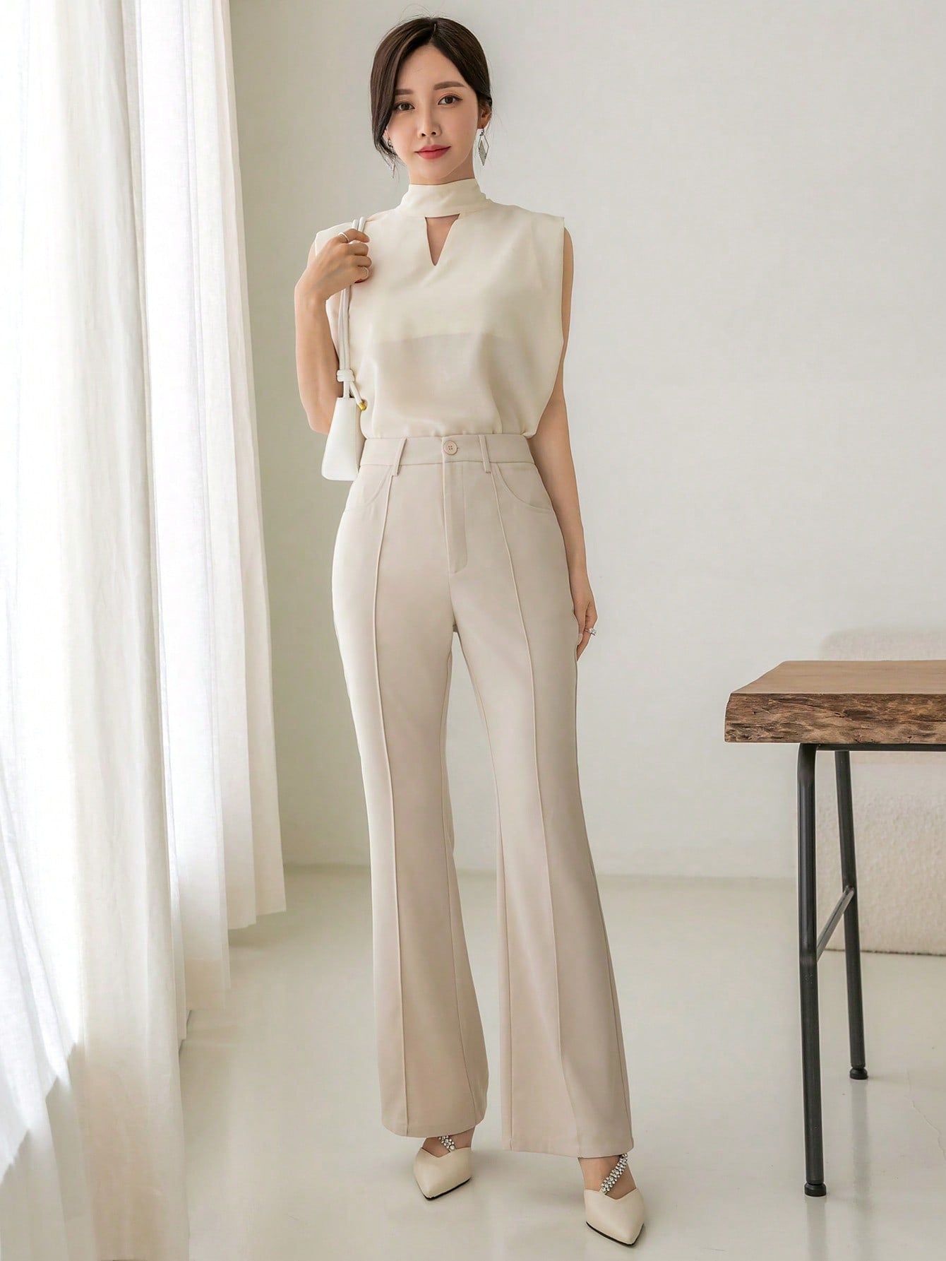 Buy SHEIN DAZY High Waist Seam Detail Flare Leg Suit Pants in Pakistan
