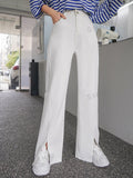 Buy SHEIN DAZY High Waist Slit Hem Wide Leg Jeans in Pakistan