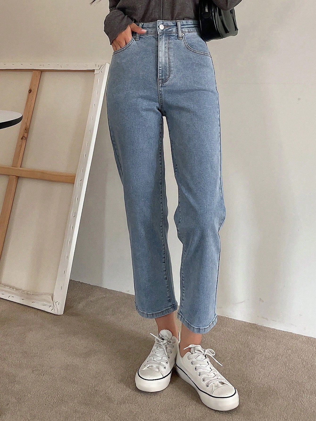 Buy SHEIN DAZY High Waist Straight Leg Cropped Jeans in Pakistan