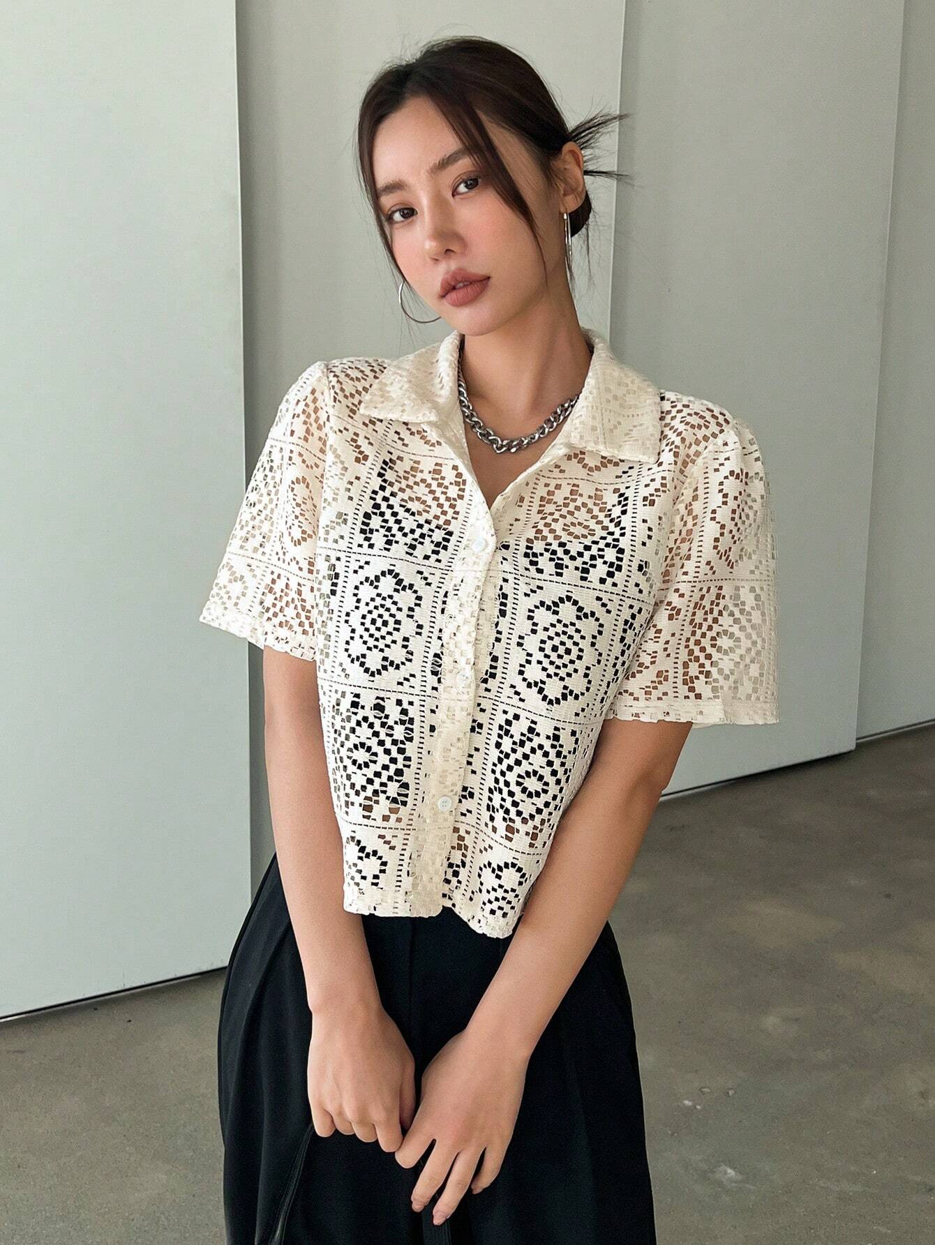 Buy DAZY Hollow Out Button Front Top Without Tube Top in Pakistan