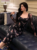 Buy DAZY Homecoming Mesh Floral Print Square Neck Dress For Ladies in Pakistan