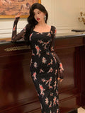 Buy DAZY Homecoming Mesh Floral Print Square Neck Dress For Ladies in Pakistan