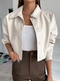 Buy SHEIN DAZY Kpop Button Front PU Crop Jacket in Pakistan