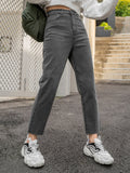 Buy SHEIN DAZY Kpop High Waist Slant Pockets Straight Leg Jeans in Pakistan