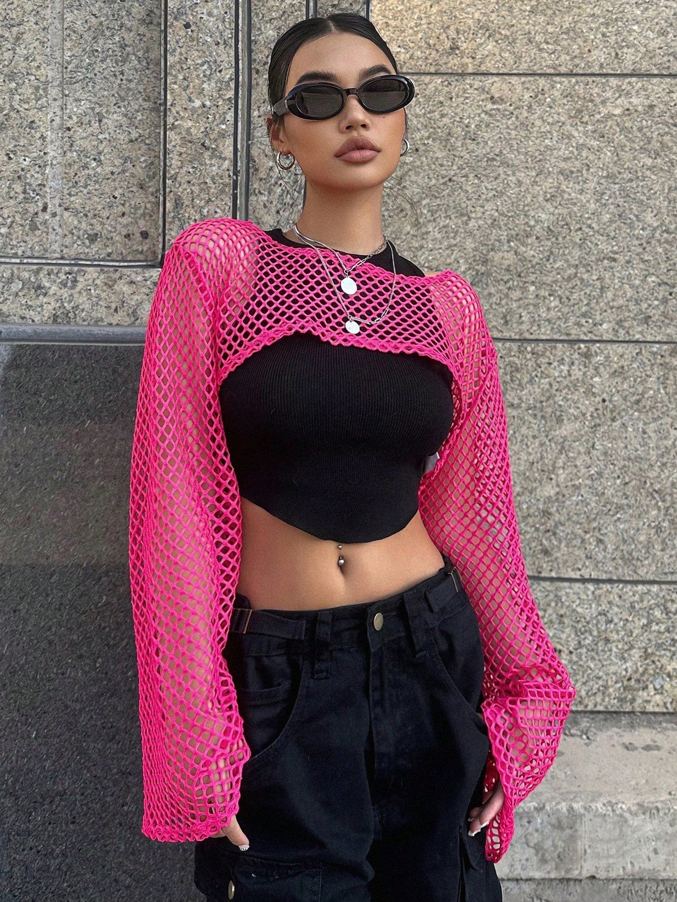 Buy SHEIN DAZY Kpop Hollow Out Super Crop Top Without Cami Top in Pakistan