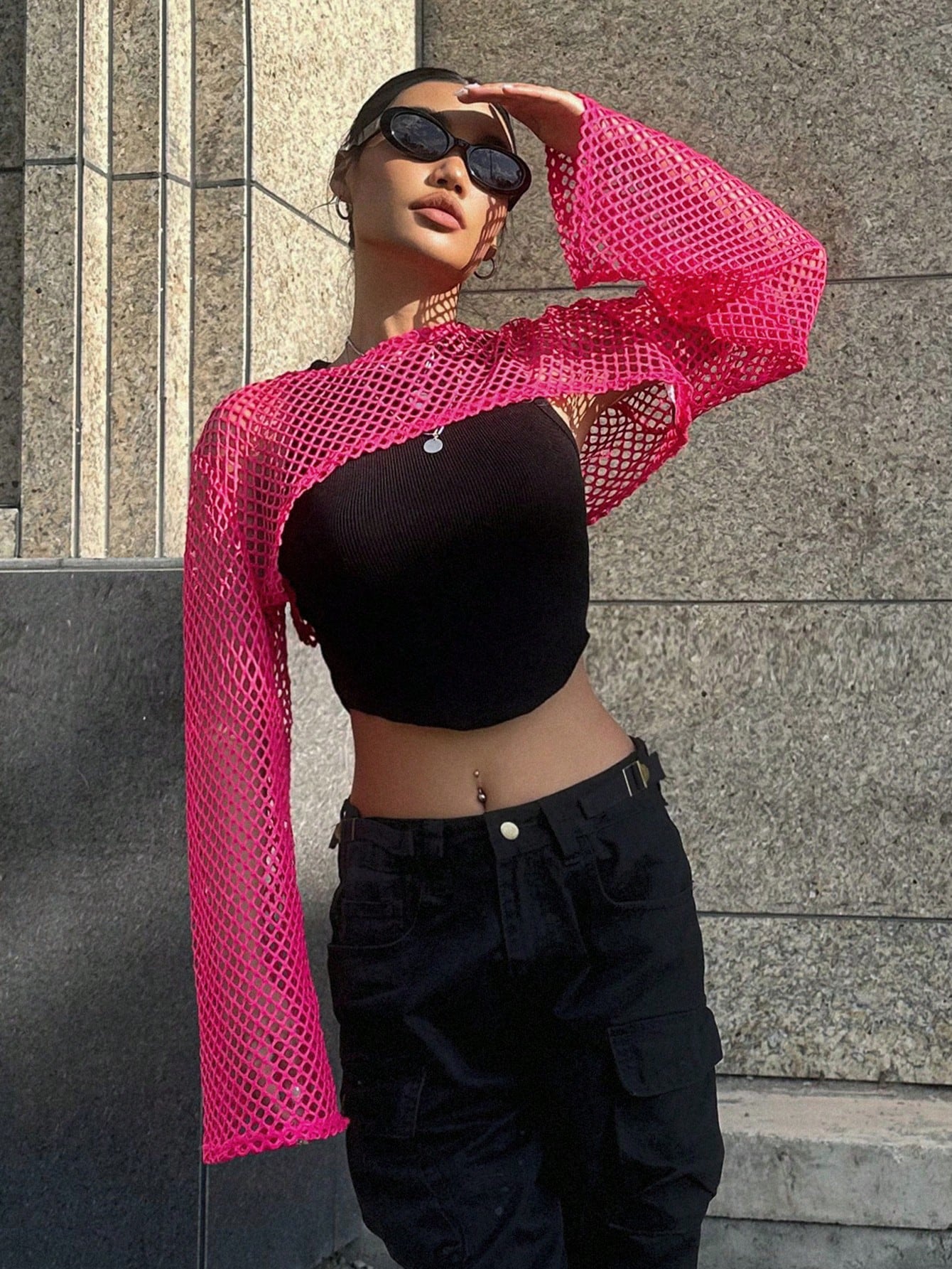 Buy SHEIN DAZY Kpop Hollow Out Super Crop Top Without Cami Top in Pakistan