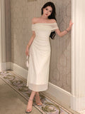Buy SHEIN DAZY Kpop Solid Ruched Side Mesh Overlay Dress in Pakistan