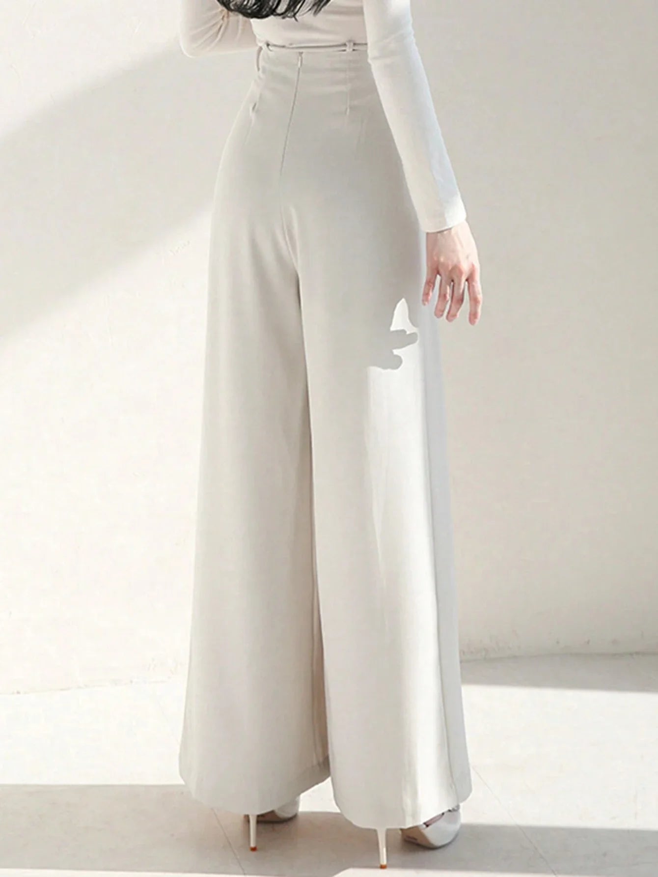 Buy SHEIN DAZY Ladies' Solid Color Tie Wide Leg Pants in Pakistan