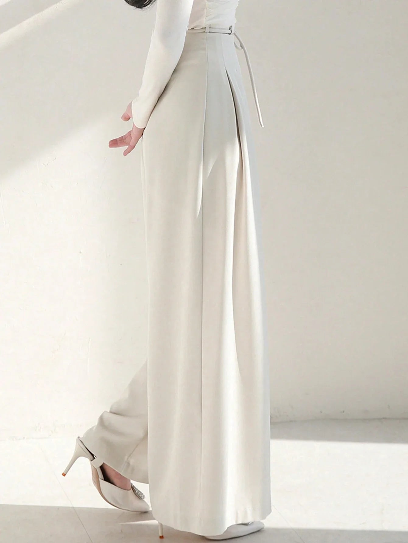 Buy SHEIN DAZY Ladies' Solid Color Tie Wide Leg Pants in Pakistan