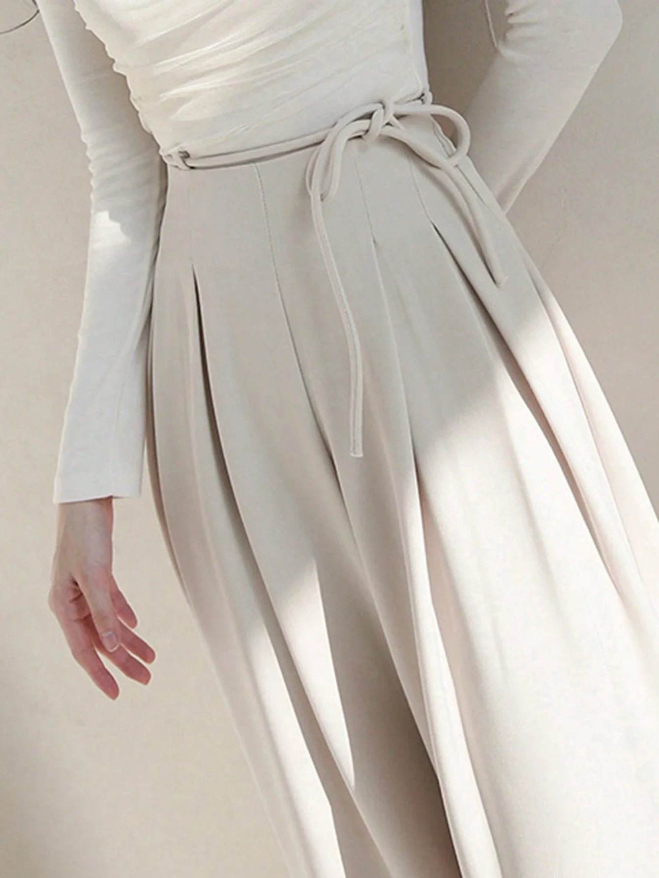 Buy SHEIN DAZY Ladies' Solid Color Tie Wide Leg Pants in Pakistan