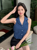 Buy SHEIN DAZY Lapel Neck Sleeveless Blouse in Pakistan