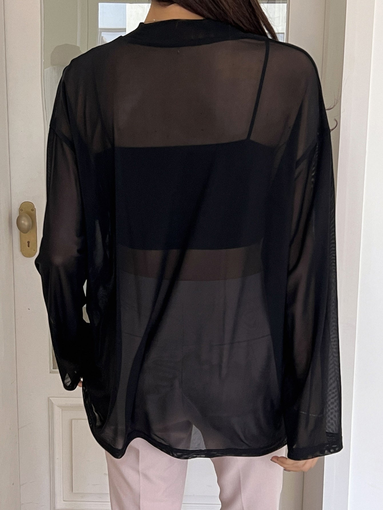 Buy SHEIN DAZY Mock Neck Drop Shoulder Sheer Top Without Tube Top in Pakistan