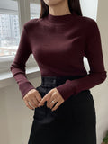 Buy SHEIN DAZY Kpop Mock Neck Ribbed Knit Sweater in Pakistan