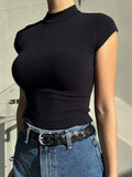 Buy DAZY Mock Neck Ribbed Knit Tee in Pakistan