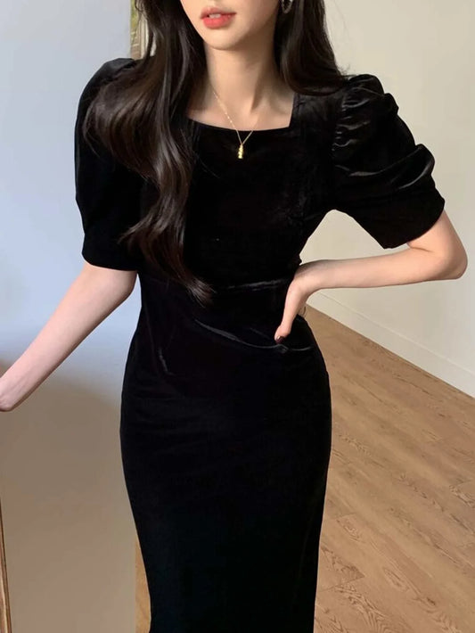 Buy SHEIN DAZY Puff Sleeve Velvet Dress in Pakistan