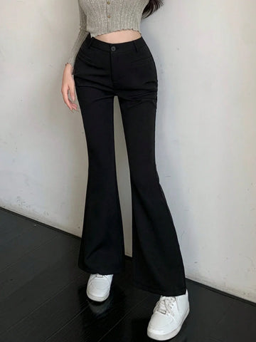 Buy SHEIN DAZY Solid Color Flared Trousers in Pakistan