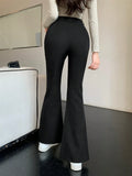 Buy SHEIN DAZY Solid Color Flared Trousers in Pakistan