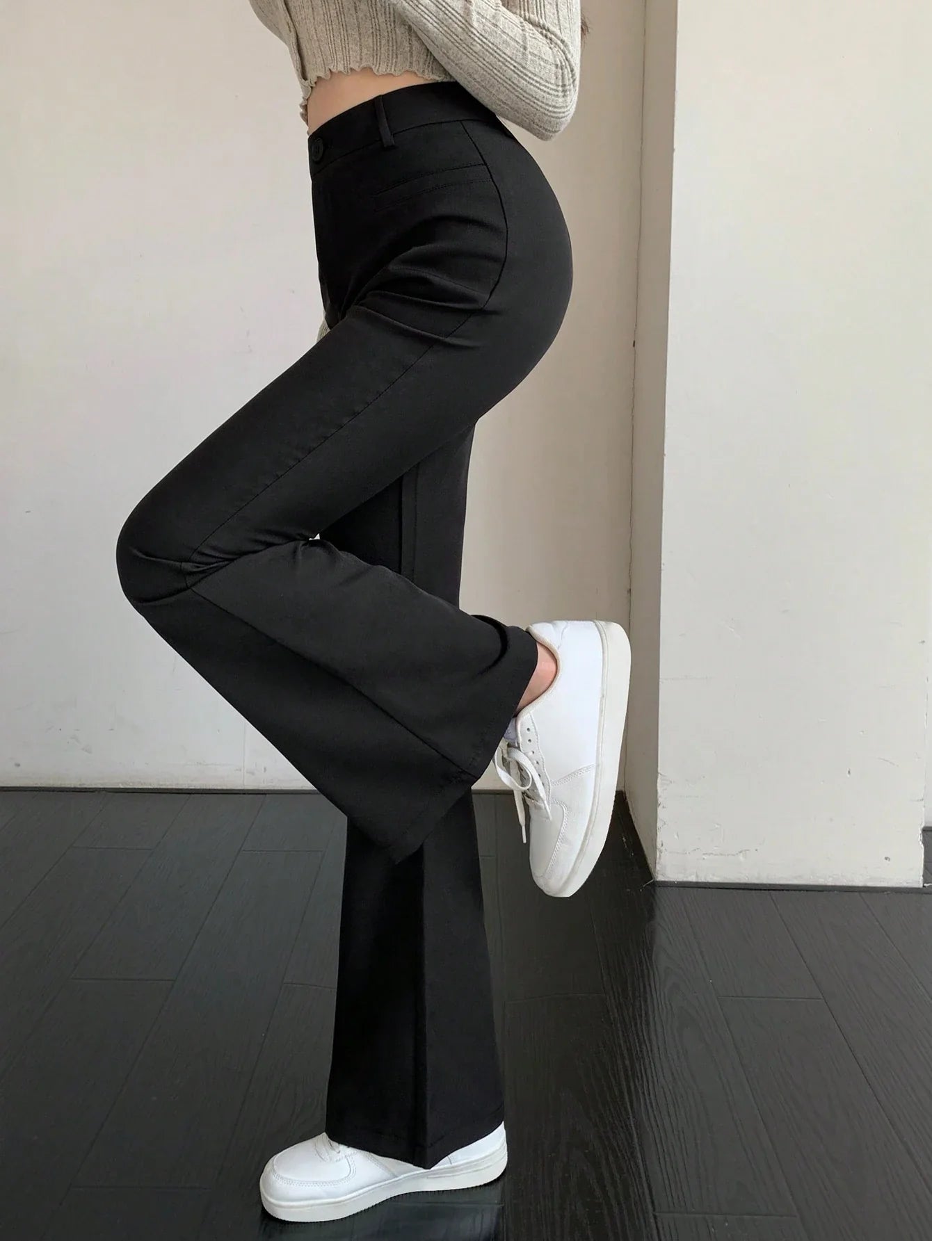Buy SHEIN DAZY Solid Color Flared Trousers in Pakistan