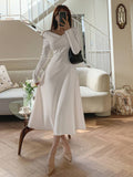 Buy DAZY Solid Color V Neck Long Sleeve Dress in Pakistan