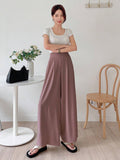 Buy SHEIN DAZY Solid Color Wide Leg Regular Pants, Suitable For Spring And Summer in Pakistan