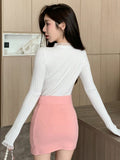 Buy SHEIN DAZY Solid Frill Trim Ribbed Knit Sweater in Pakistan