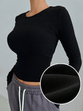 Buy SHEIN DAZY Solid Ribbed Knit Crop Tee in Pakistan