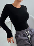 Buy SHEIN DAZY Solid Ribbed Knit Crop Tee in Pakistan