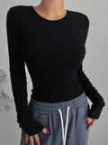 Buy SHEIN DAZY Solid Ribbed Knit Crop Tee in Pakistan